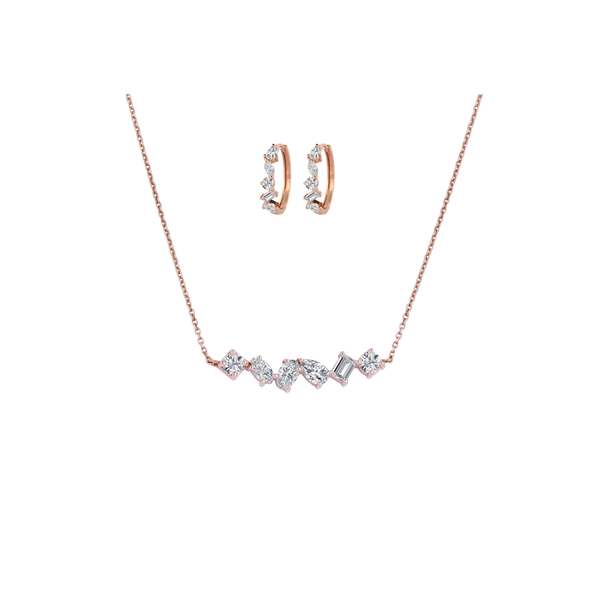 Multishape Pendant Necklace & Hoops Set