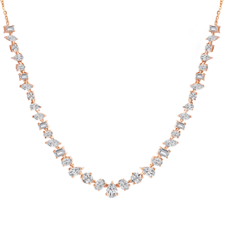 2-in-1 Fancy Diamond Tennis Necklace - Rose Gold / 14K