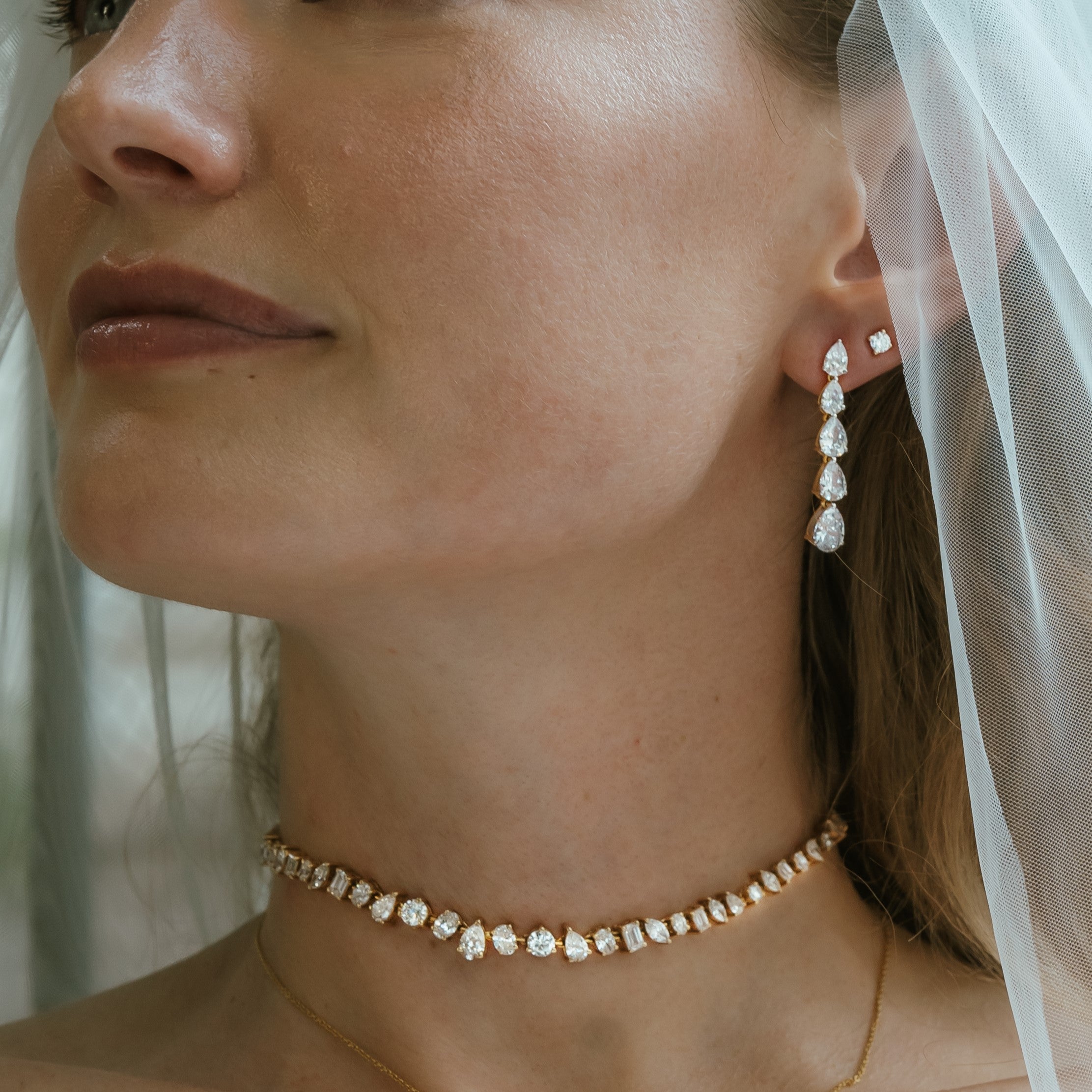 2-in-1 Fancy Diamond Tennis Necklace - Rose Gold / 14K