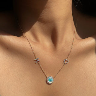 Evil Eye With Letter & Heart Necklace