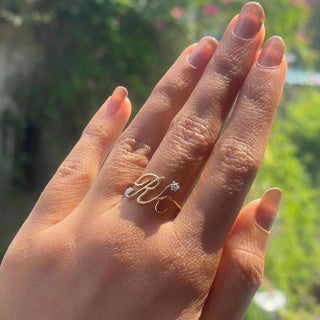 Initial Star And Moon Ring