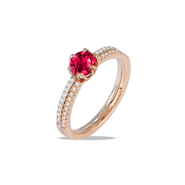 Lab Grown Diamond Double Band Ruby Ring