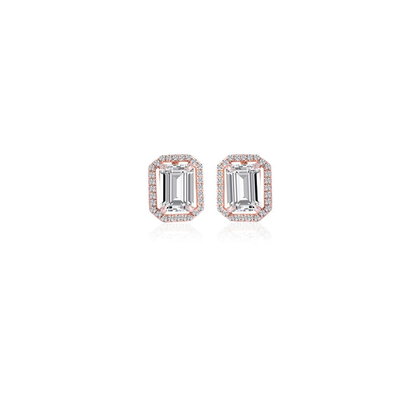 Emerald Halo Diamond Studs