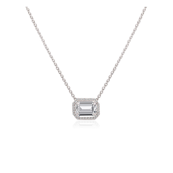 Lab Grown Diamond Emerald Halo Necklace