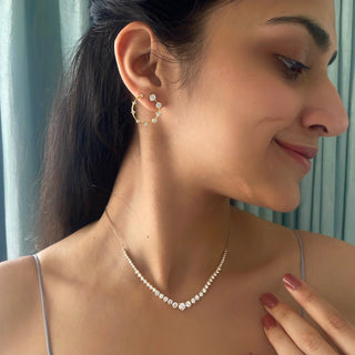Graduation Diamond Tennis Necklace - 14K / Mini / Rose Gold
