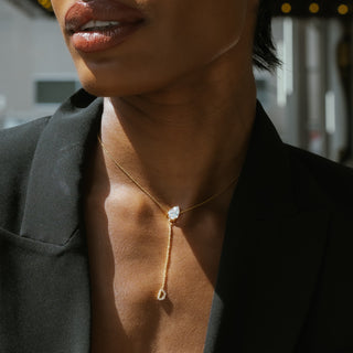 Personalised 2ct Pear Lariat Necklace