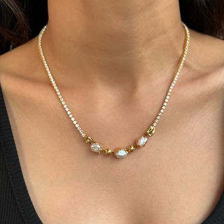 Sculpted Detachable Baroque Tennis Necklace