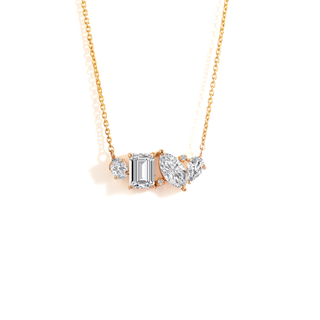 The Collective Cuts Solitaire Necklace - Rose Gold / 14’’ / 14K