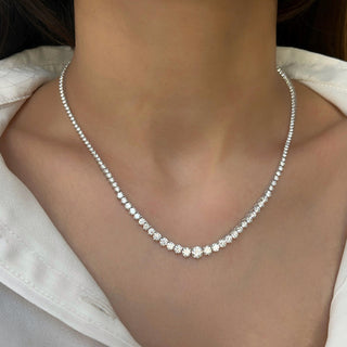 Graduation Diamond Tennis Necklace - 14K / Eternity / Rose Gold