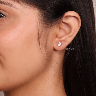 Lab Grown Diamond Emerald Prong Diamond Studs