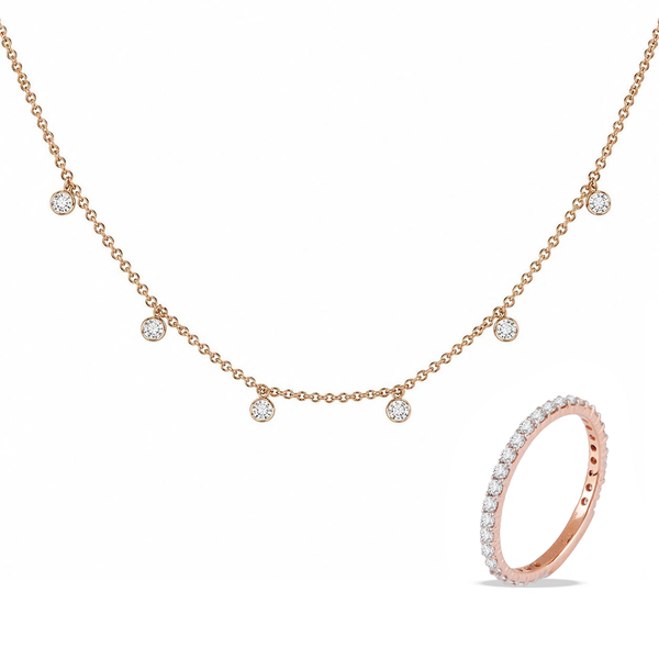 14K Diamond Eternity Band & 14K Snowball Necklace