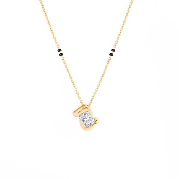 Envelope Cushion Diamond Pendant Mangalsutra