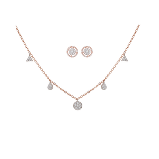 Lab Grown Diamond Stardust Charm Necklace & Round Stellar Earrings Set