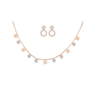 Lab Grown Diamond Gold Disc Dangler Necklace & Round 3-in-1 Earrings Set
