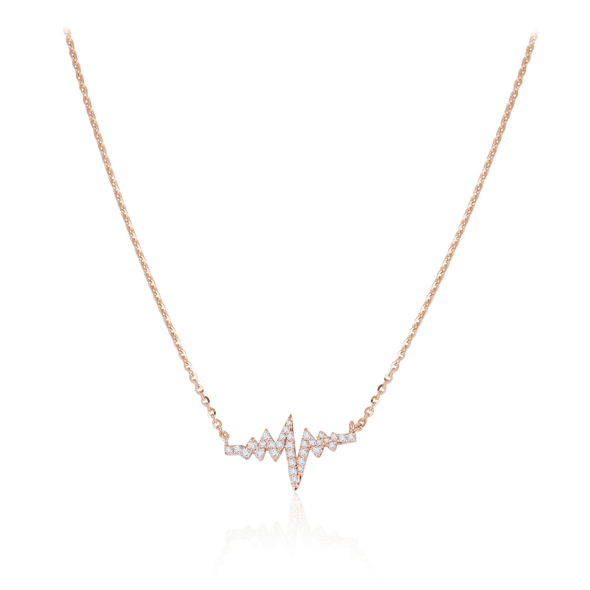 Adjustable Heartbeat Pendant Necklace in 14k White Gold - MD1