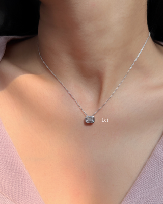 Lab Grown Diamond Emerald Bezel Necklace