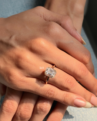 Lab Grown Diamond Halo Emerald Ring