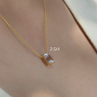 Lab Grown Diamond Emerald Prong Necklace