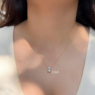 Lab Grown Diamond Emerald Prong Necklace