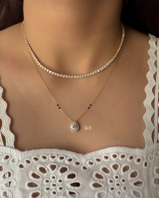 Lab Grown Diamond Oval Halo Mangalsutra