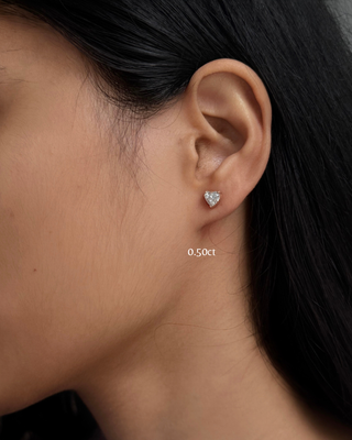 Lab Grown Diamond Heart Prong Diamond Studs