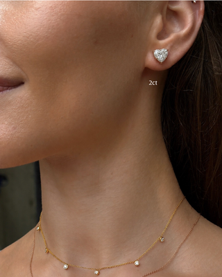 Lab Grown Diamond Heart Prong Diamond Studs