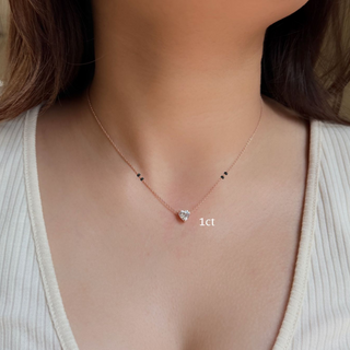 Lab Grown Diamond Heart Prong Mangalsutra