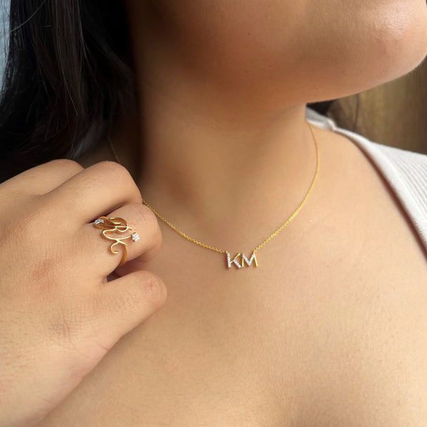 Initial Necklace With 2 Letters