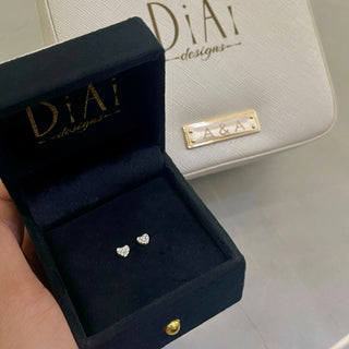 Diamond Studs & Personalised  Jewelry Pouch