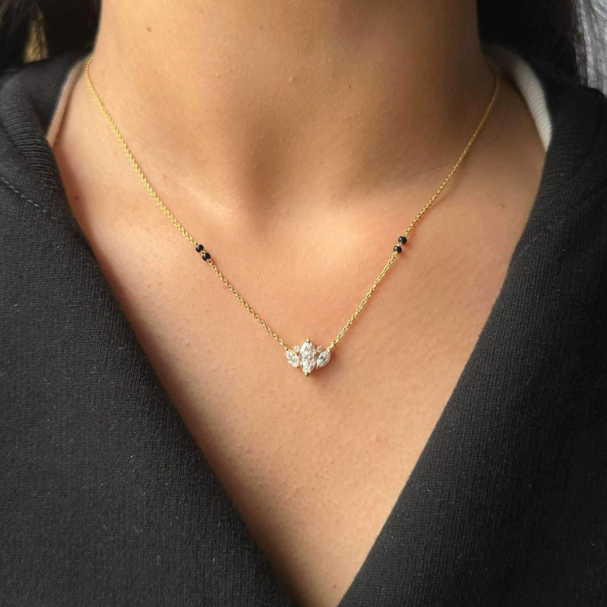 Imperial Marquise Solitaire Mangalsutra – DiAi Designs