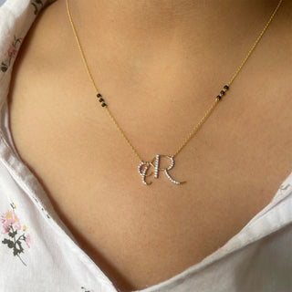 Initial Minimal Mangalsutra With 2 Cursive Letters