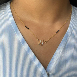 Initial Minimal Mangalsutra With 2 Cursive Letters