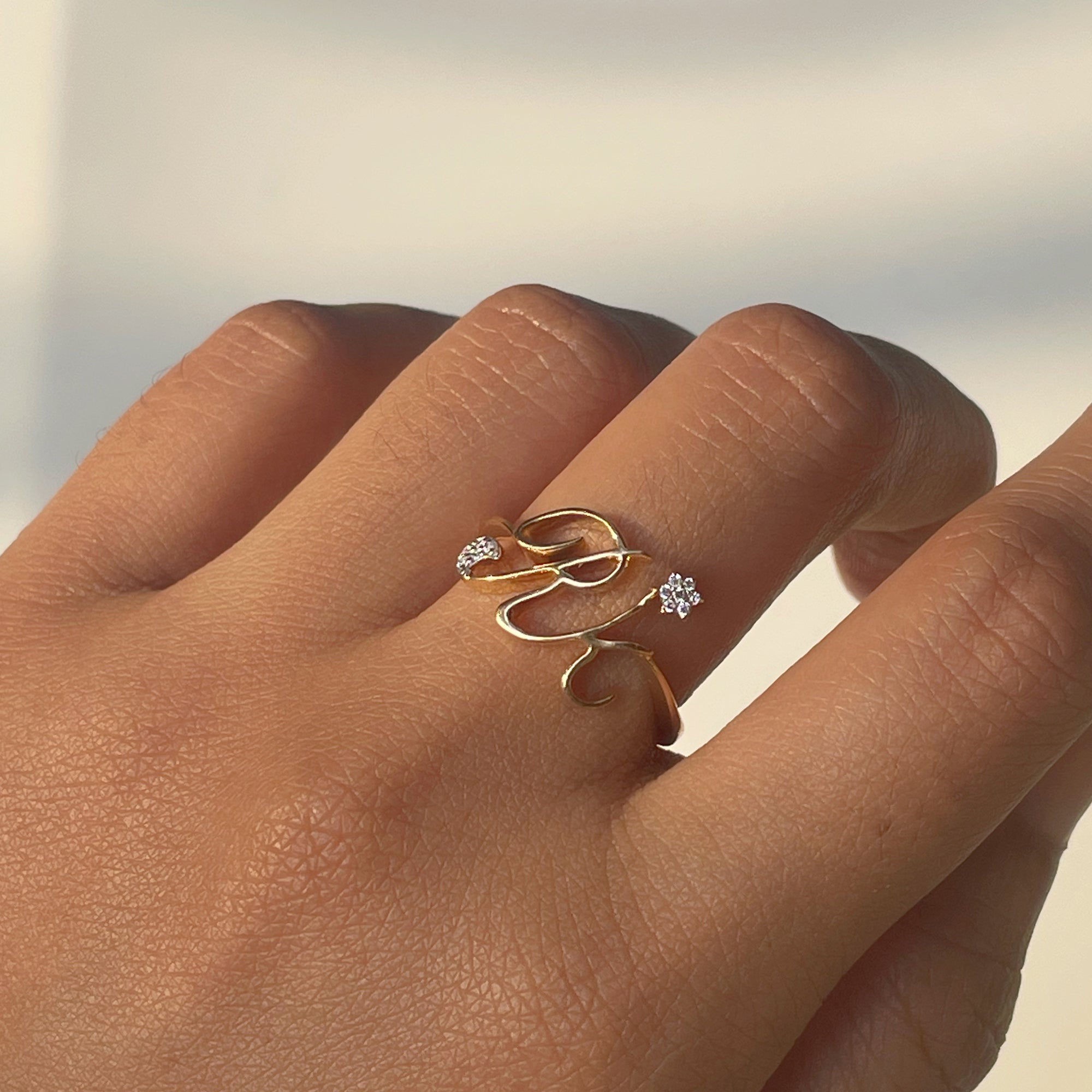 Initial Star And Moon Ring – DiAi Designs - Main Image