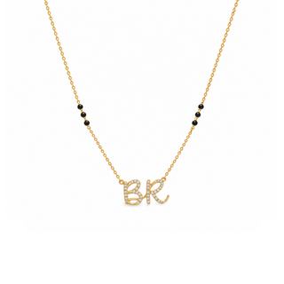 Lab Grown Diamond Initial 2 Cursive Letters Mangalsutra