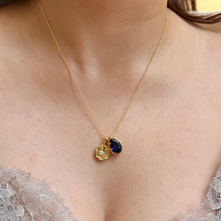 Lab Grown Diamond Labgrown Sapphire Sculpted Pendant