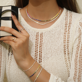 LiteString™ Half Rainbow Tennis Necklace