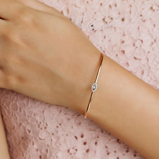 Lab Grown Diamond Marquise Openable Gold Bracelet Cuff
