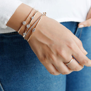 Lab Grown Diamond Marquise Openable Gold Bracelet Cuff