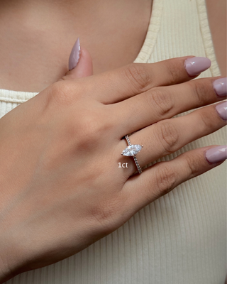 Lab Grown Diamond Cube Marquise Ring