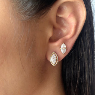 Marquise Halo Diamond Studs