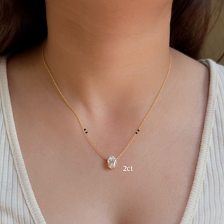 Lab Grown Diamond Oval Prong Mangalsutra