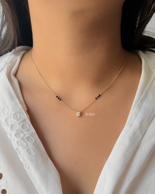 Lab Grown Diamond Oval Bezel Mangalsutra