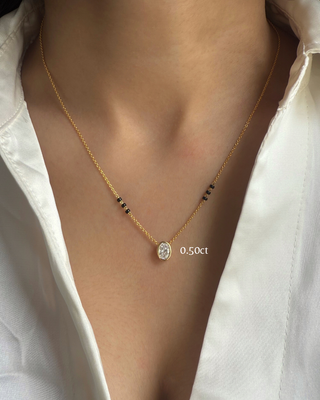 Lab Grown Diamond Oval Bezel Mangalsutra