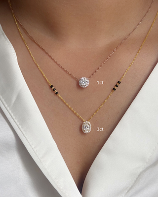 Lab Grown Diamond Oval Halo Mangalsutra