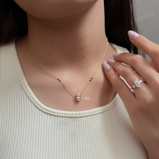 Lab Grown Diamond Oval Prong Mangalsutra