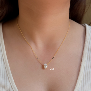 Lab Grown Diamond Oval Prong Mangalsutra