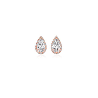 Pear Halo Diamond Studs