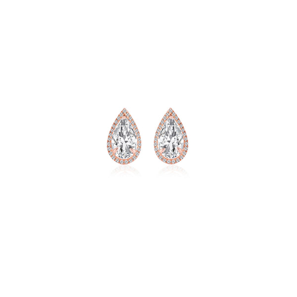 Pear Halo Diamond Studs