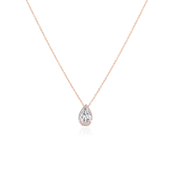 Lab Grown Diamond Pear Halo Necklace