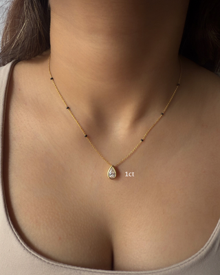 Lab Grown Diamond Pear Bezel Mangalsutra